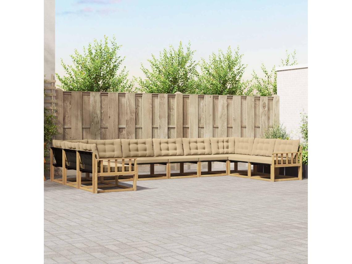 Vidaxl Conjunto De Sofás Para Exterior 10 Pcs Branco E Bege
