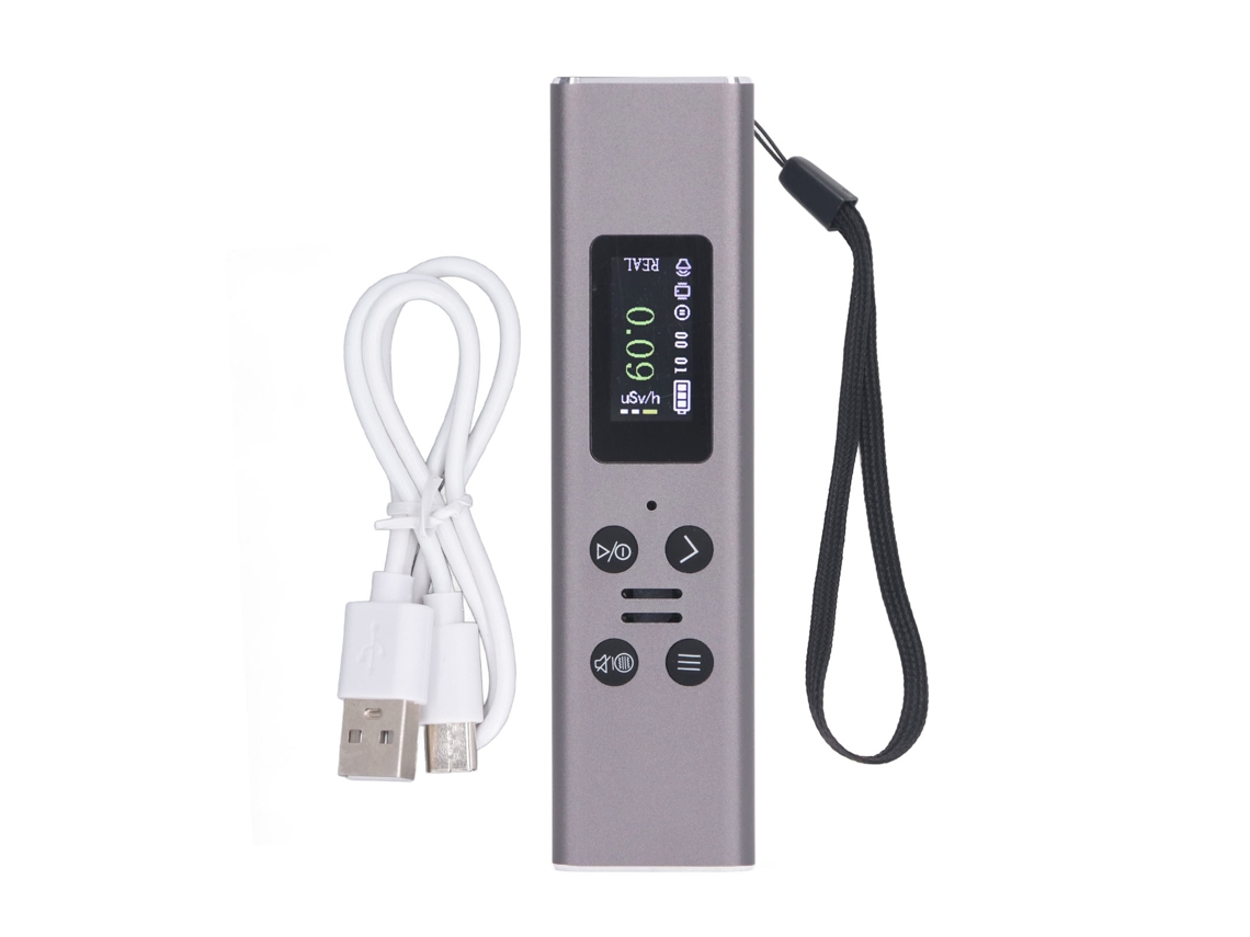 Detector de Radiação Nuclear Geiger Counter Portátil com Tela LCD 0.96 Polegadas e Bateria Interna