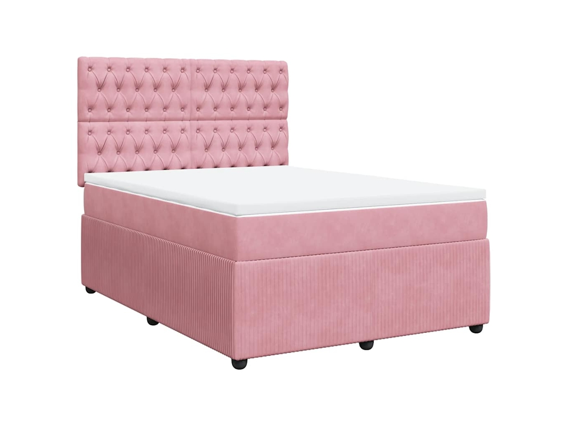 Cama com Molas/colchão 160x200 Cm Veludo Rosa MAISON EXCLUSIVE