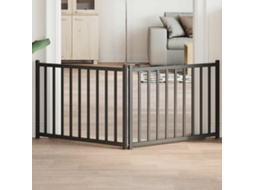 Vidaxl Portão P/ Cães Dobrável 2 Painéis 160 Cm Abeto Maciço Preto