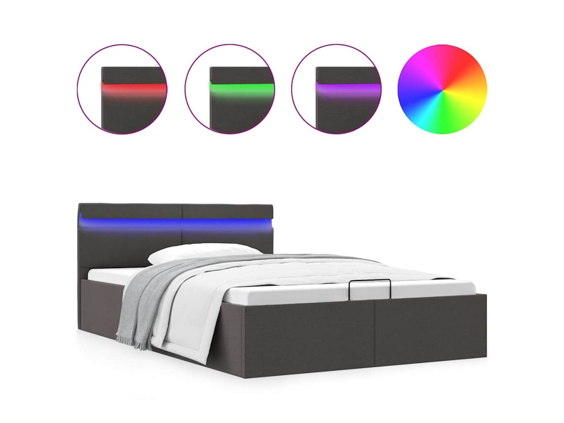 Bed Frame, Bed Frames Vidaxl Cinzeto Tecido (140 X 200 Cm)