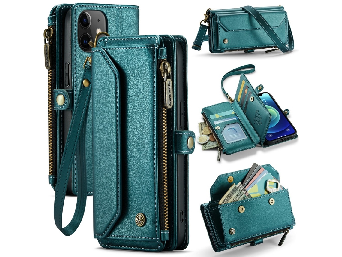 Capa Bloqueio Rfid Para Iphone 12 Mini Caseme Pele Sintética Com Porta-cartões Verde