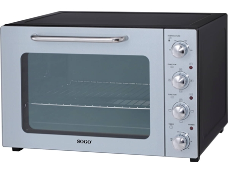 Mini-forno SOGO  HOR-SS-10550 2000W (Capacidade: 58 L - 2000 W) — Função de convecção
Função de Rotisserie
Iluminação interna
4 elementos de aquecimento em aço inox
Pega em aço inoxidável, Painel em vidro
Porta com vidro duplo