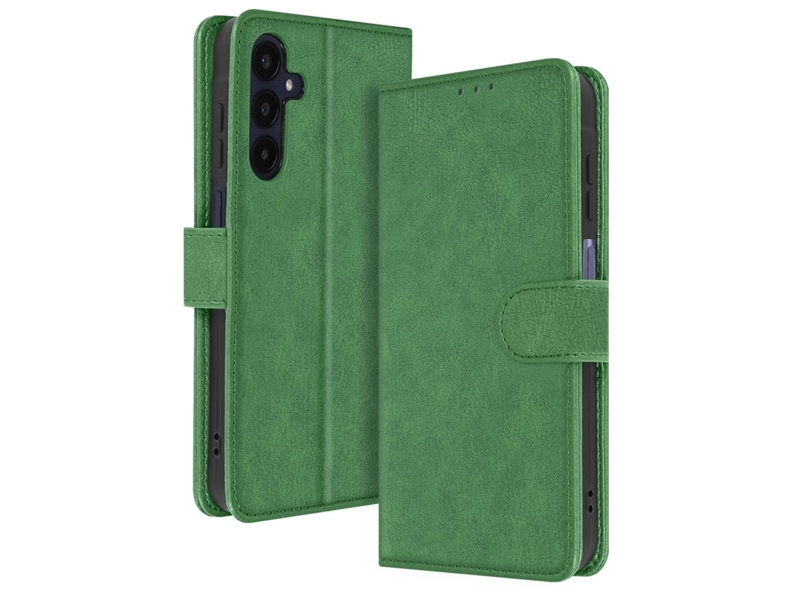 Capa Fólio Para Samsung Galaxy A25 5g Ushion Pele Verde .