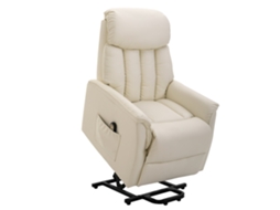 Poltrona elevatória PRIME KANG com reclinação até 145°, apoio para os pés, controle remoto, capacidade 150kg, 80x94x104cm, creme