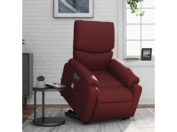 Vidaxl Poltrona Reclin. Elevatória Elétrica Couro Artif Vermelho-tinto