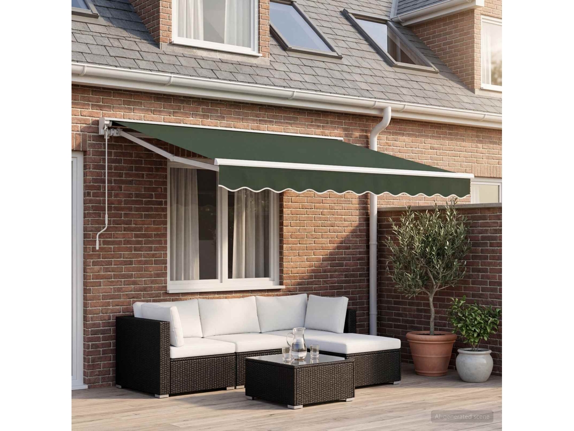 Vidaxl Tecido De Substituição Para Toldo Verde-escuro 329 X 195 Cm