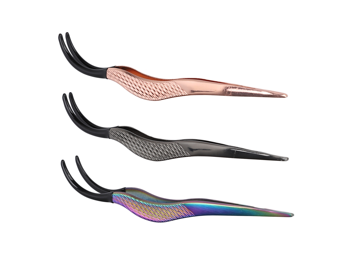 Pincel Para Extensão De Cílios Profissional 3pcs Aço Inoxidável Grip Lash Tweezer