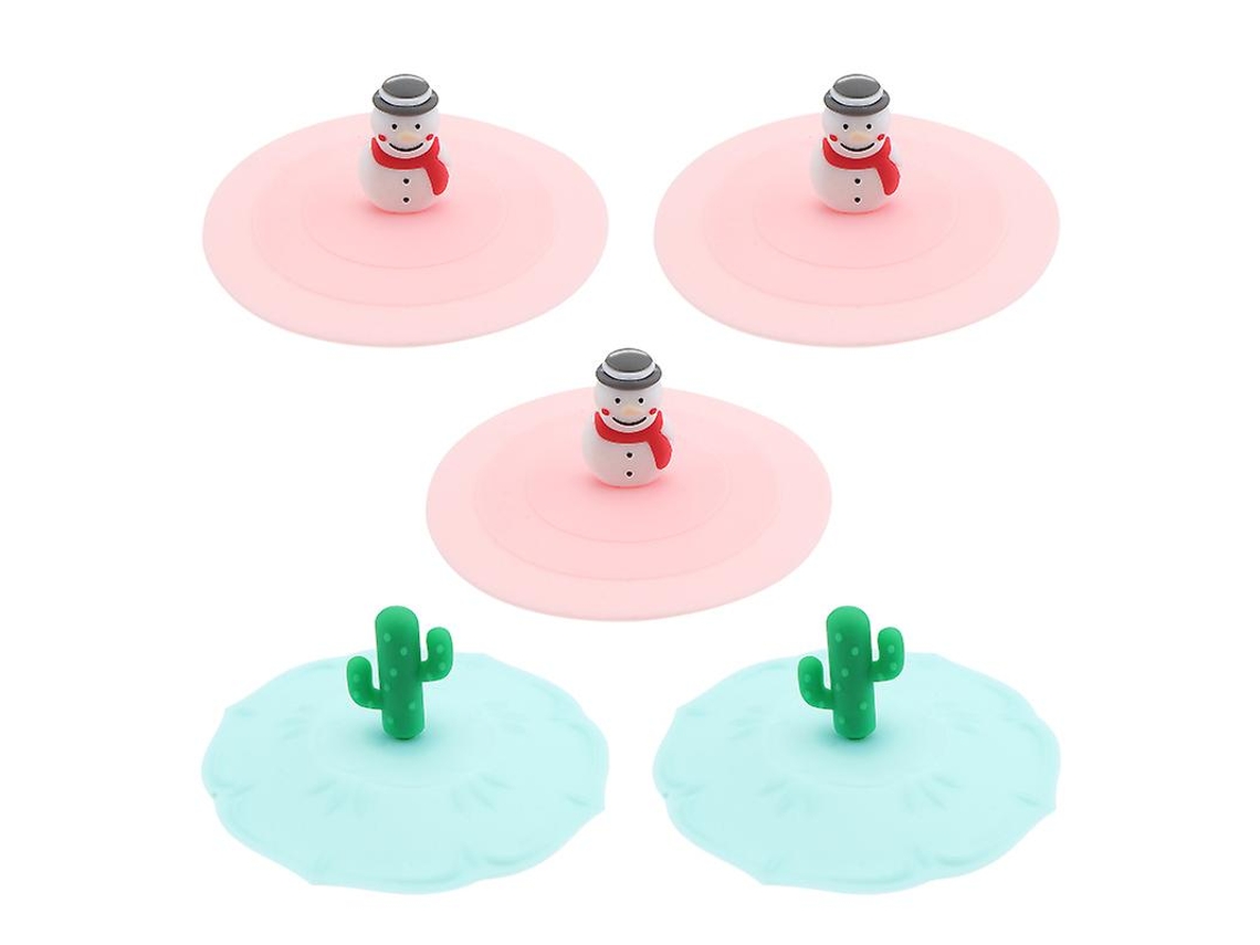 5pcs Tampas De Copo De Silicone De Desenho Animado Allinless
