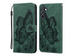 Capa De Celular De Couro Com Estampa De Borboletas Retrô E Relevo Horizontal