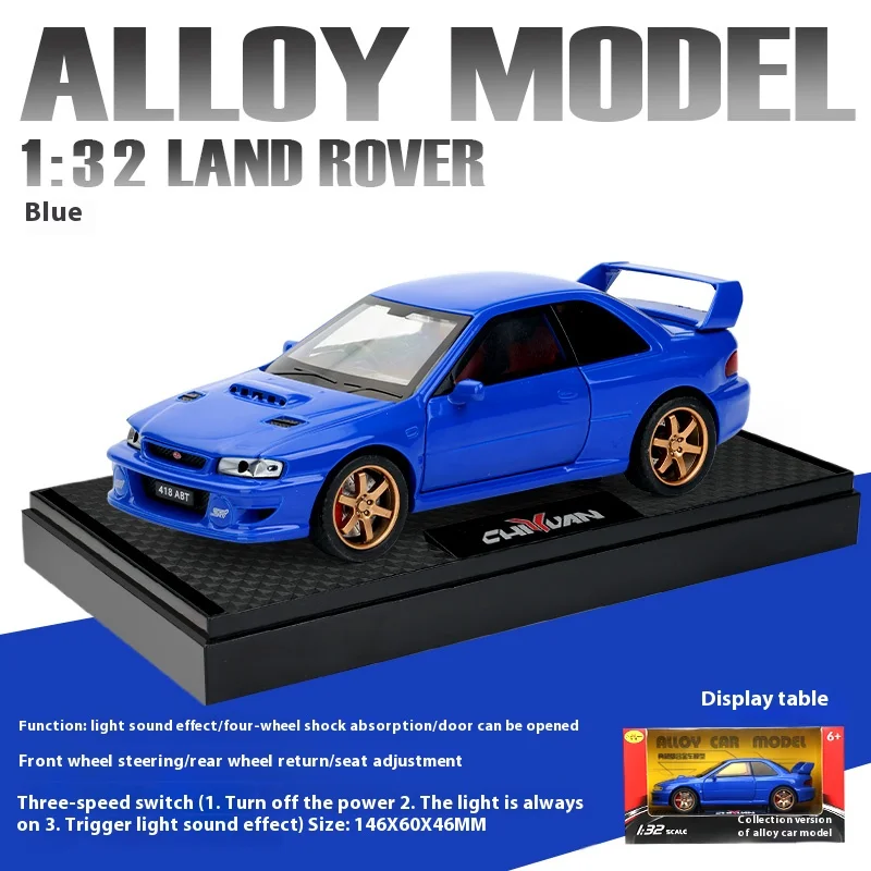 (azul) Miniatura De Carro Subaru Sti Impreza Em Liga Metálica, Escala 1:32, Réplica De Um Carro Esportivo Real.