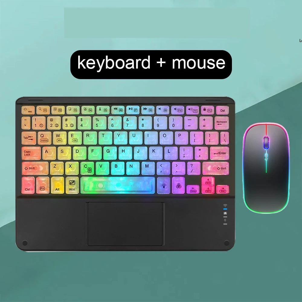 Teclado Bluetooth Retroiluminado Rgb Preto com Touchpad para Ios, Android e Windows MDUG (tailandês e Inglês)
