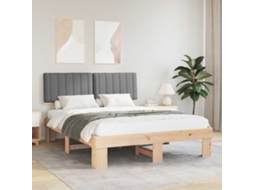 Vidaxl Estrutura De Cama Com Cabeceira Estofada Cinzento-claro