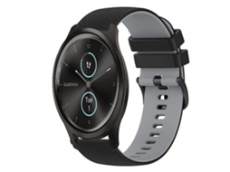 Pulseira De Relógio Lurelia Para Garmin Vivomove Style 20 Mm Xadrez Em Silicone Bicolor Preto Cinza