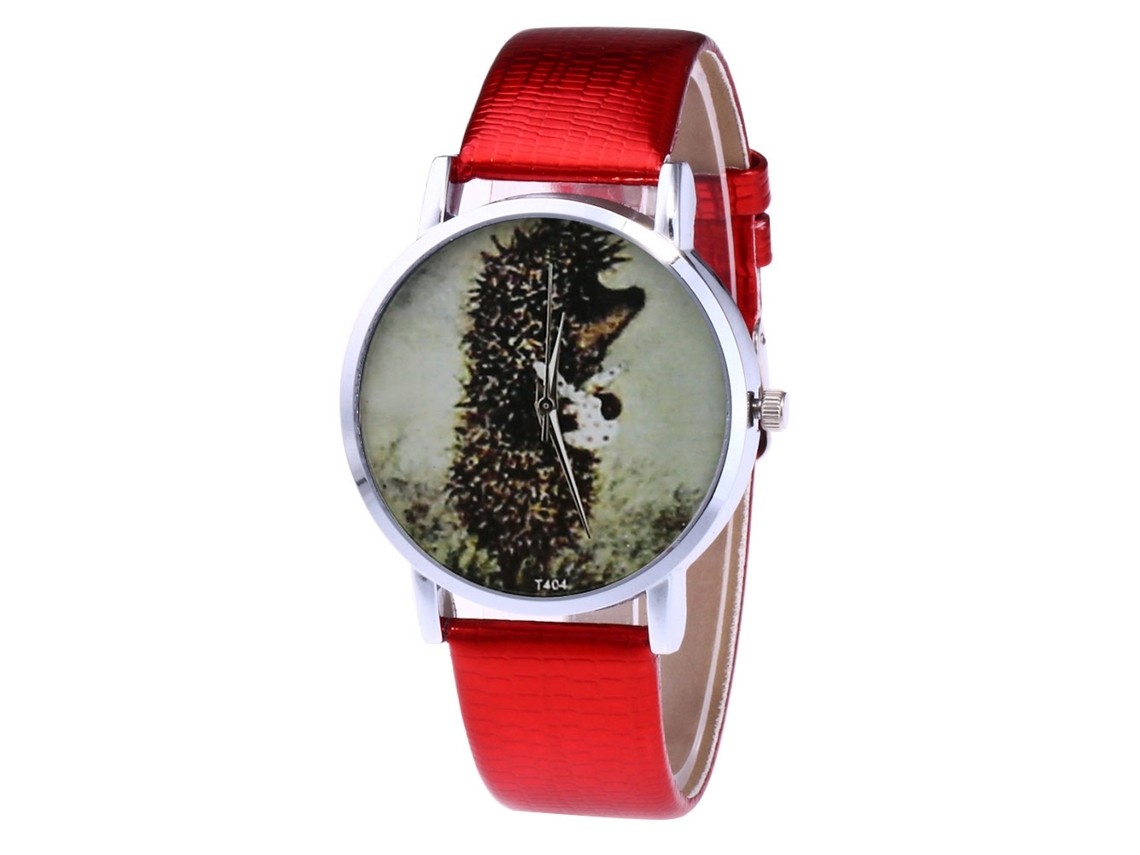Reloj De Pulsera De Cuarzo Unisex Con Correa De Cuero Pu Moda Zhoulianfa Rojo