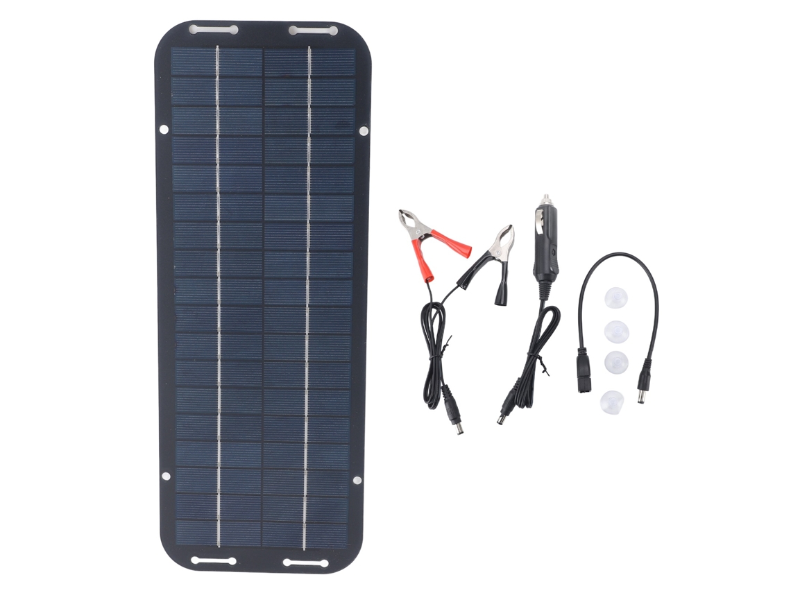 Painel Solar Portátil 12v 5w Conversão Eficiente Carregador para Carro Moto Barco Camping | S/MARCA