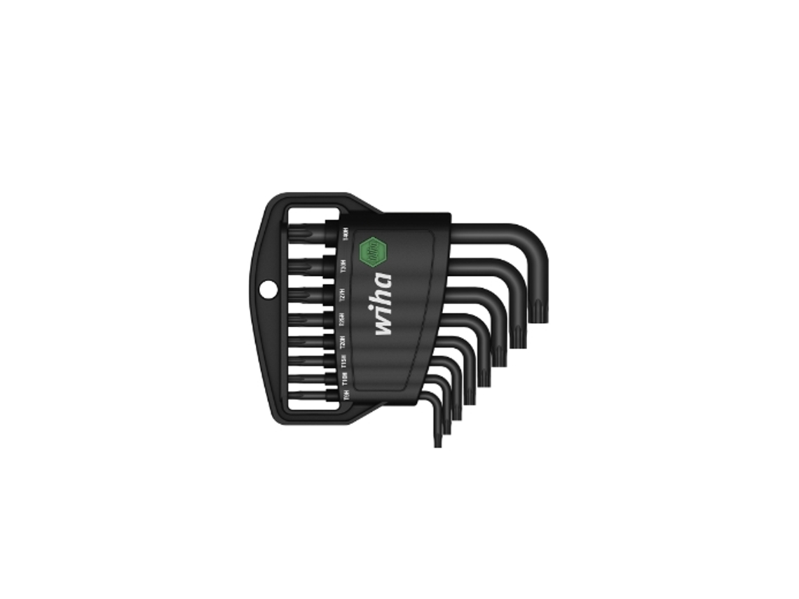 Conjunto De Chave Allen Resistente À Violação WIHA Classic Torx® No Suporte (Com Broca), 9 Peças, Acabamento De Oxidação Preta (36462)