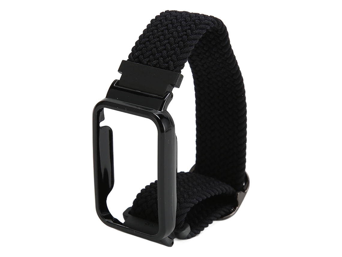 Pulseira Trançada Loop para Mi Band 7 Pro Ajustável Náilon Elástico com Moldura Preta
