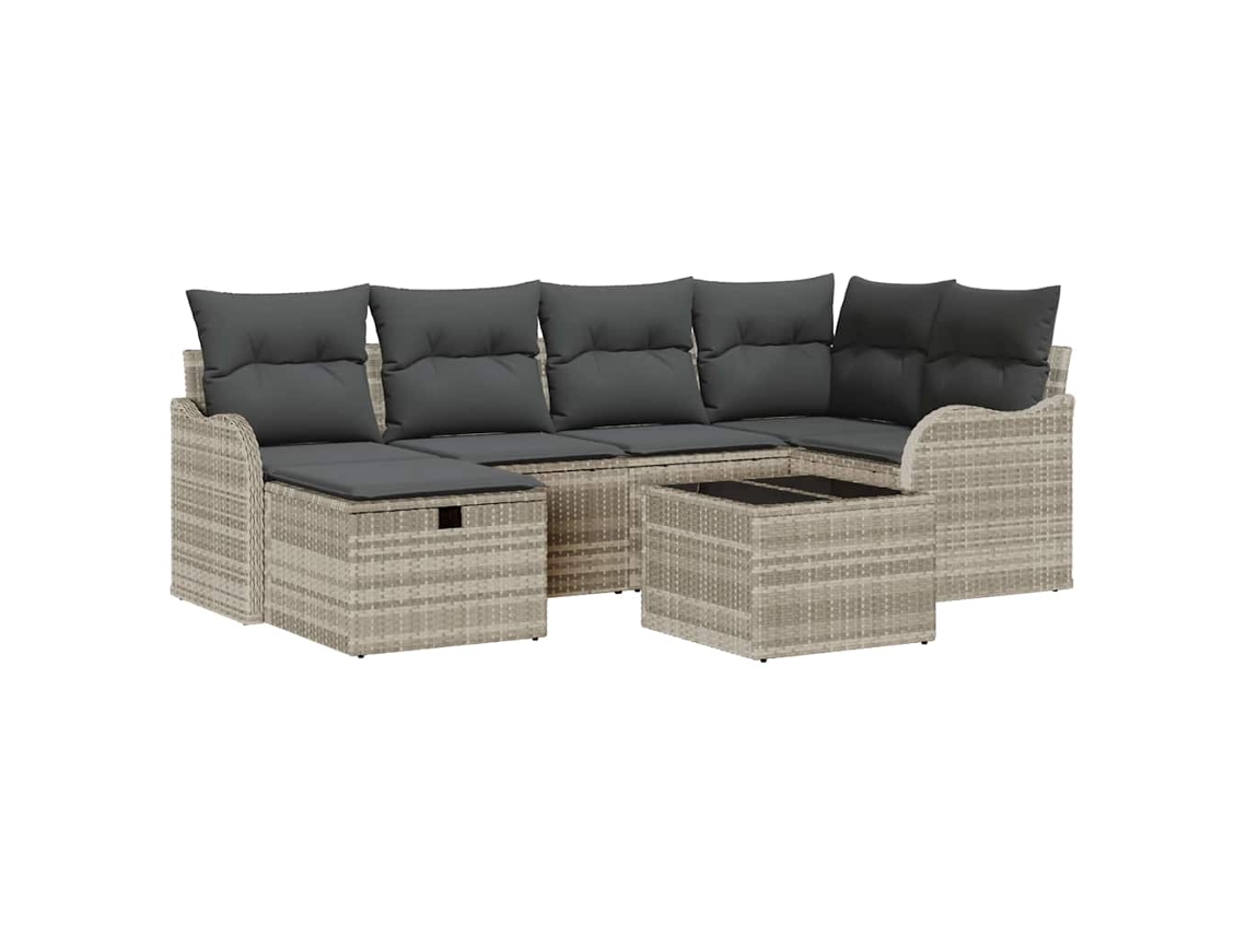 Maison Exclusive - Conjunto De Sofá De Jardim Com Almofada 7 Pcs Cinzento-claro