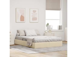 Vidaxl Estrutura De Cama Ottoman Creme 140 X 200 Cm Tecido