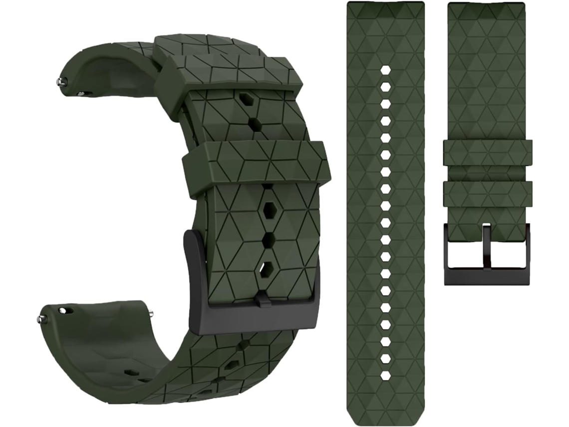 Pulseira Acessória, Compatível Com Smartwatch Suunto 7/ 9/ Baro, De Silicone 24 Mm (verde - Exército), Acabamento Moderno