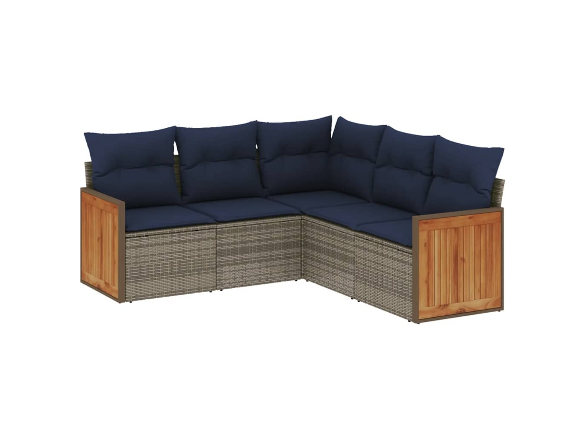 Conjunto de Sofá de Jardim, 5 Peças, Almofadas, Rattan Cinza MAISON EXCLUSIVE