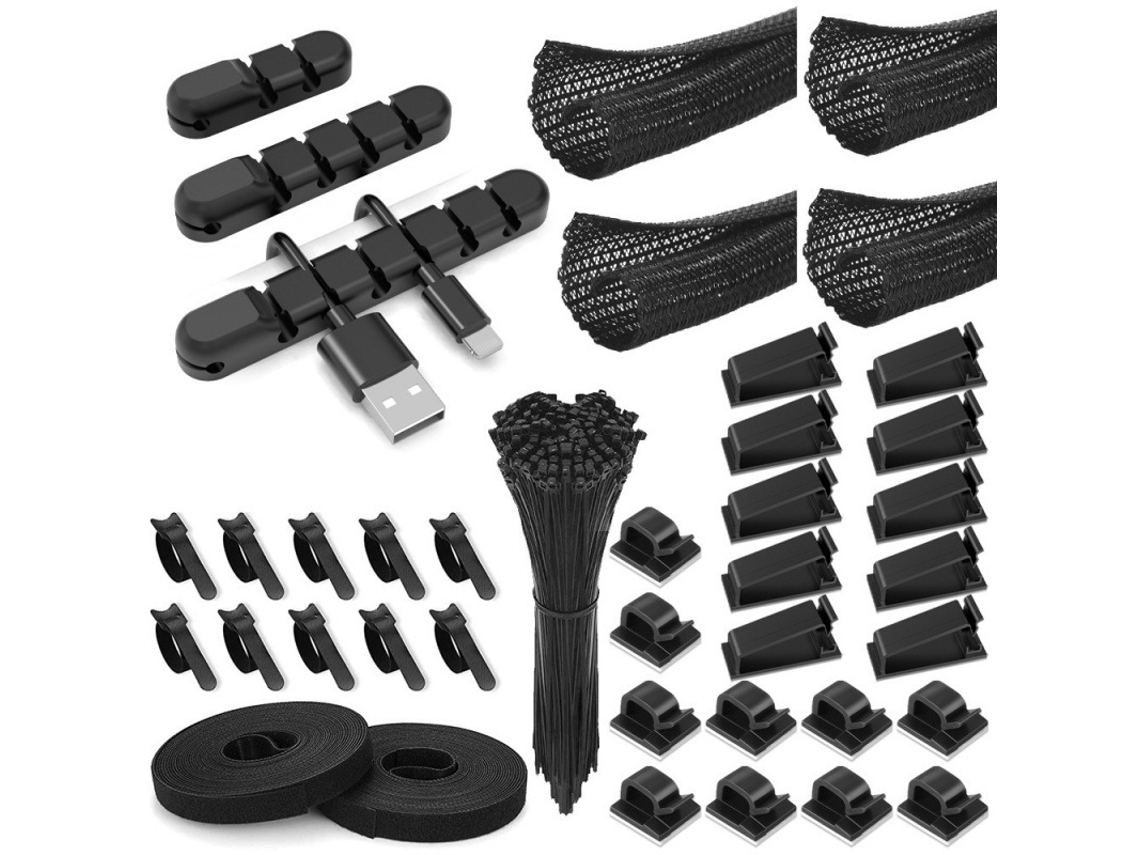 Kit Organizador De Cabos Com 139 Peças, Material Pet