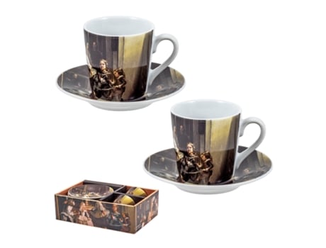 JAVIER Meninas Juego de 2 Tazas para Café Con Platos En Caja de Regalo