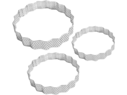 Conjunto de 3 formas redondas perfuradas em aço inoxidável para assar.