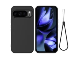 Capa Para Google Pixel 10 Pro, Silicone De Cor Sólida Com Cordão, Preta Gertiz