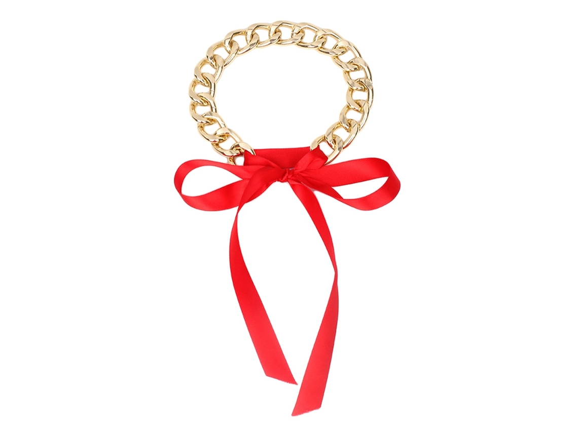 Colar De Clavícula Com Laço Vermelho Moda