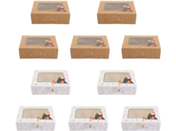 12-caixas Grandes Para Bolo De Natal, Embalagens Para Bolos Com Design De Papai Noel, Materiais Kraft E Branco, Para