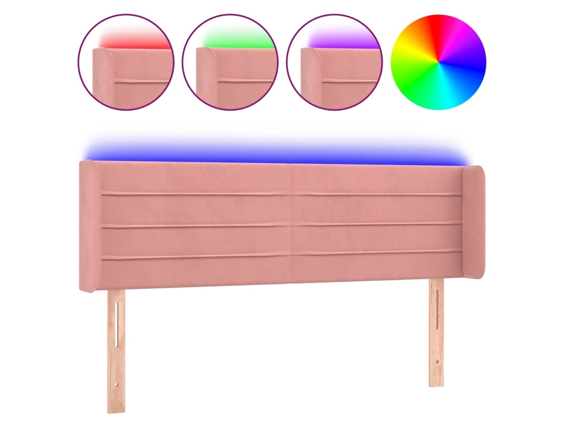 Led Headboard, Led Headboards Vidaxl Cor-de-rosa Veludo (147 X 16 X 78/88 Cm)
