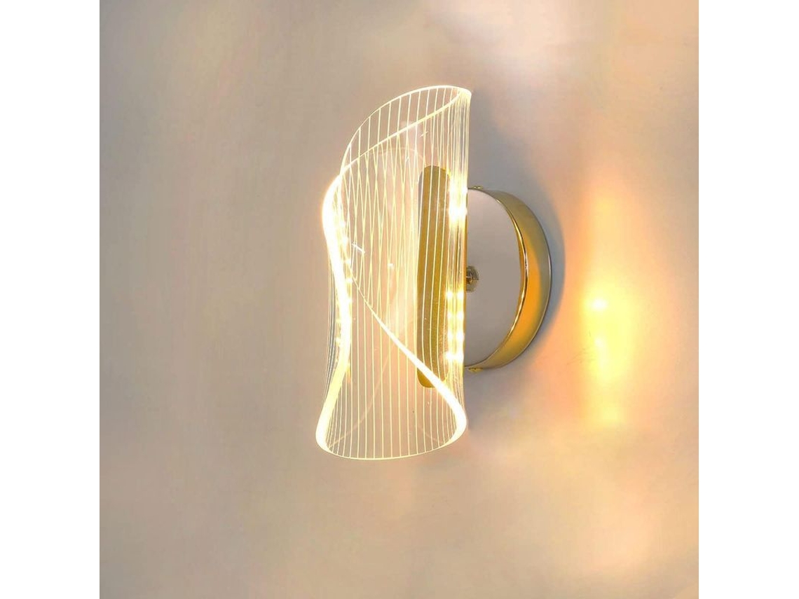 Lâmpada De Parede Led Interior, 6w Regulável Moderna De Acrílico Curvo Para Sala De Estar