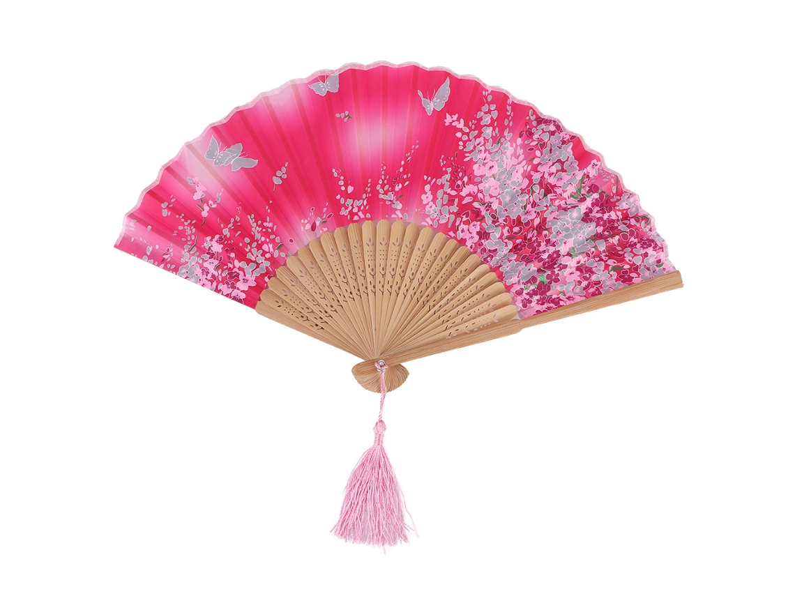 Vento de Bambu Plegável com Tassel Roxo para Verão