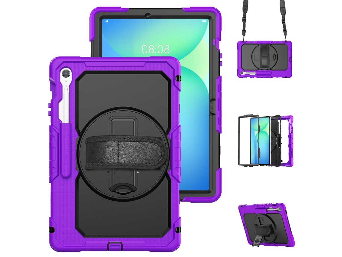 Capa para Samsung Tab S10fe Plus 13.1inch com Alça de Ombro, Suporte para Pc Anti queda Roxo e Preto XIAOMOYU