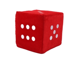 Primerox dado de Pelúcia Cubo Macio 20cm Decorativo Almofada Sofá Natal Festas Vermelho