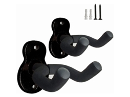 Suporte de parede para guitarra LINJOU, 2 unidades, metal, com esponja, giratório, preto