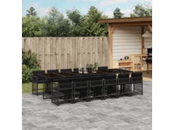 13 Pcs Conjunto De Jantar P/jardim Com Almofadões Vime Pe Preto Dkd Home Decor