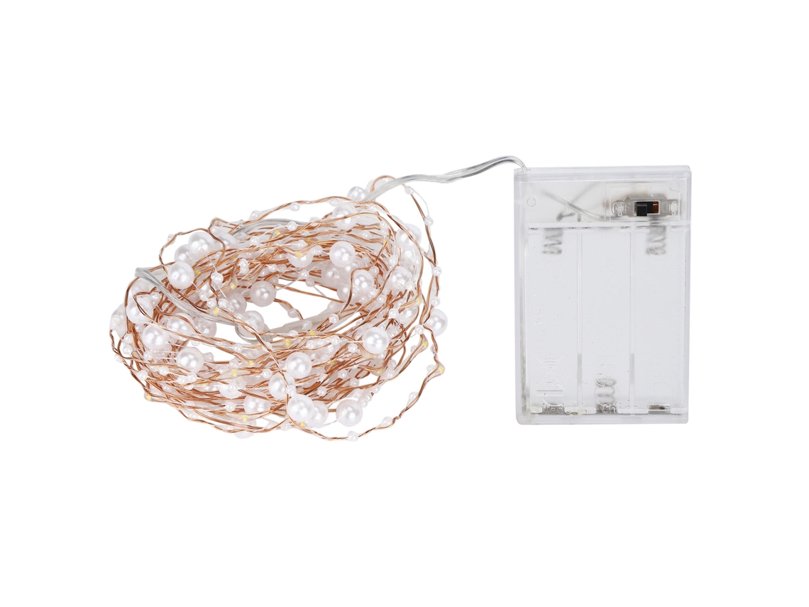 Cordão de Luzes LED de Pérola Artificial, Decorativa para Casamento, Natal, Decoração