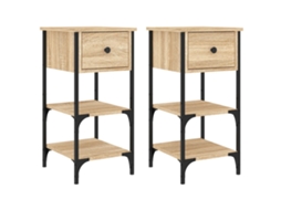 Bedside Cabinet, Bedside Cabinets Vidaxl Marrom Madeira Processada (n/a)
