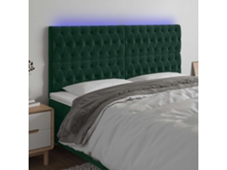 Cabeceira De Cama | Painel De Cama C/ Led Veludo 180x7x118/128 Cm Verde-escuro