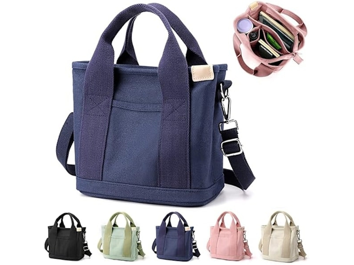 Bolsa de Lona AQUAFORGE Artesanal com Compartimentos, Zíper, Ombro, Faculdade, Trabalho, Viagens