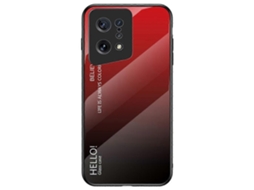 Compre Para Oppo Find X5 Vidro Temperado Parte Traseira De Pc Moldura De Tpu Anti-queda Elegante Capa De Cor Gradiente Vermelho Preto