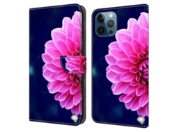 Capa Flores Para Iphone 15 Pro Pele Sintética Rosa