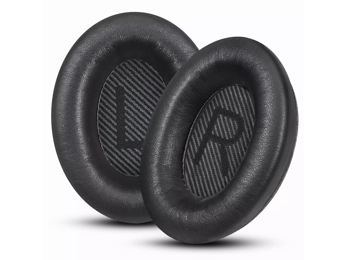 Capas para fones de ouvido em couro de cordeiro [qc15/25/ae2] Preto + Almofada auricular preta [unidade]