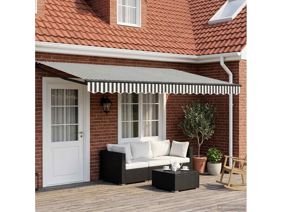 Vidaxl Toldo Retrátil Manual Com Leds Antracite E Branco 5 X 3 M