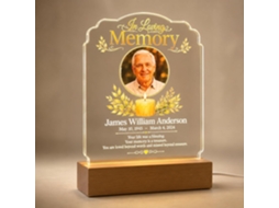 Luminária Noturna Memorial Personalizada Eternalecho Com Foto, Placa
