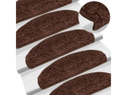 Vidaxl Tapetes De Escada 10 Peças 65x21x4 Cm Marrom Semicircular Grande