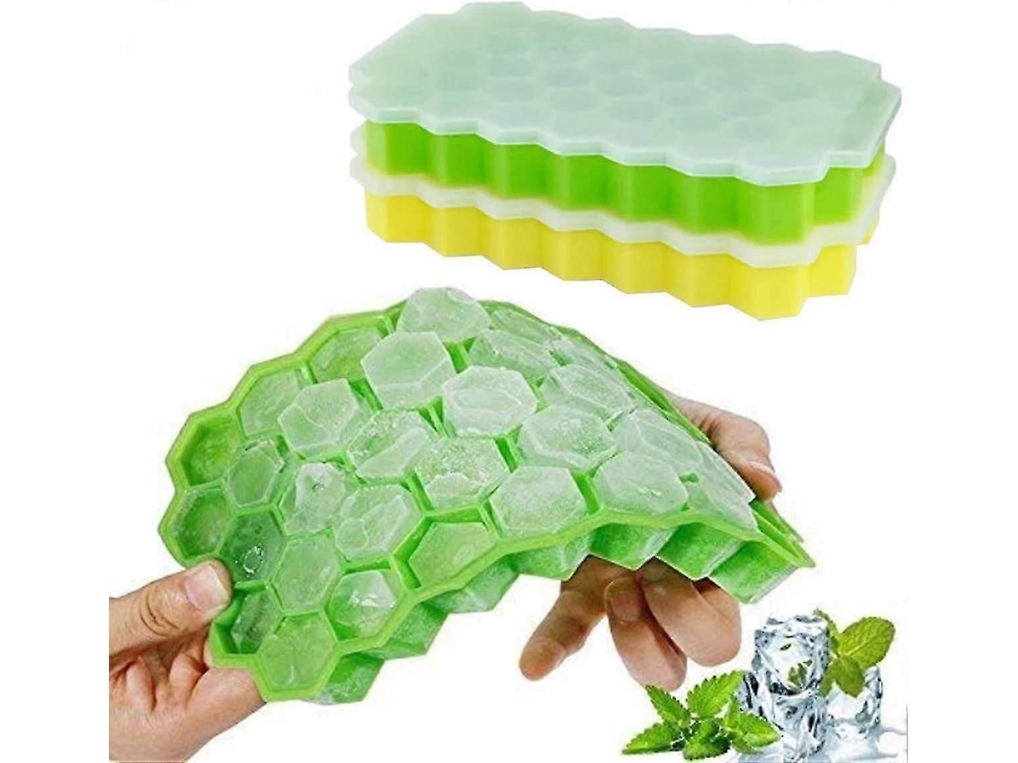 2 Peças De Forma De Gelo De Silicone Com 37 Compartimentos E Tampa - Xinhan